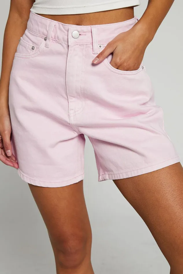 Ruffy Denim Shorts 8211 Cotton Mom Fit Shorts In Pink Women Showpo Denim