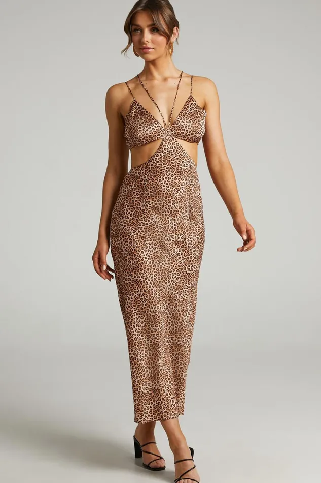 Runaway The Label 8211 Portia Maxi Dress In Leopard Women Showpo Dresses