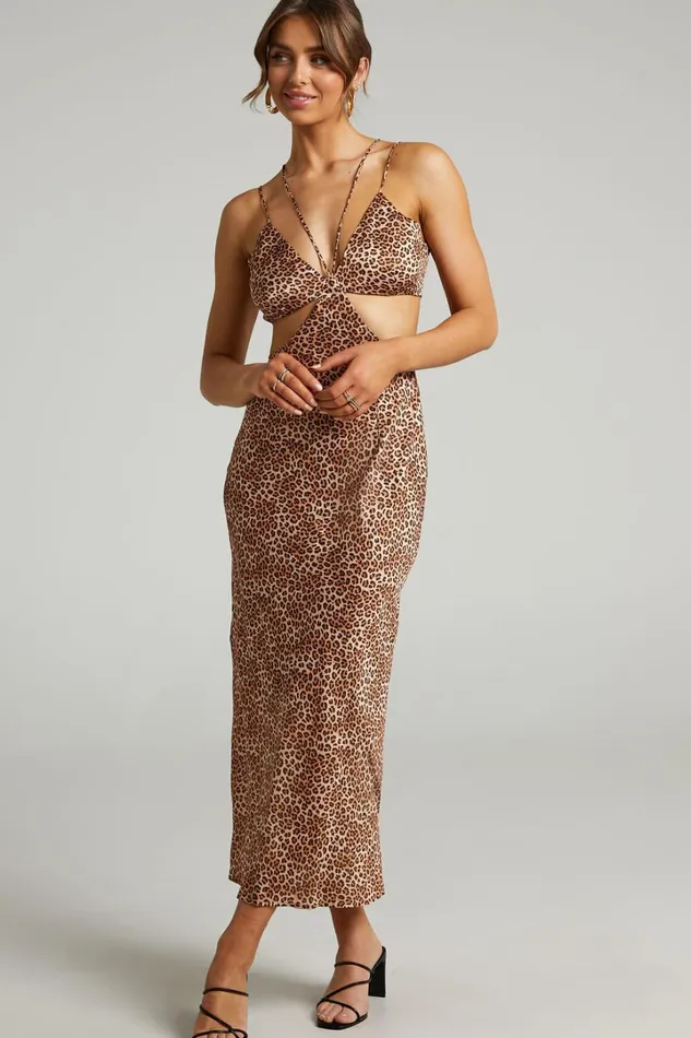 Runaway The Label 8211 Portia Maxi Dress In Leopard Women Showpo Dresses