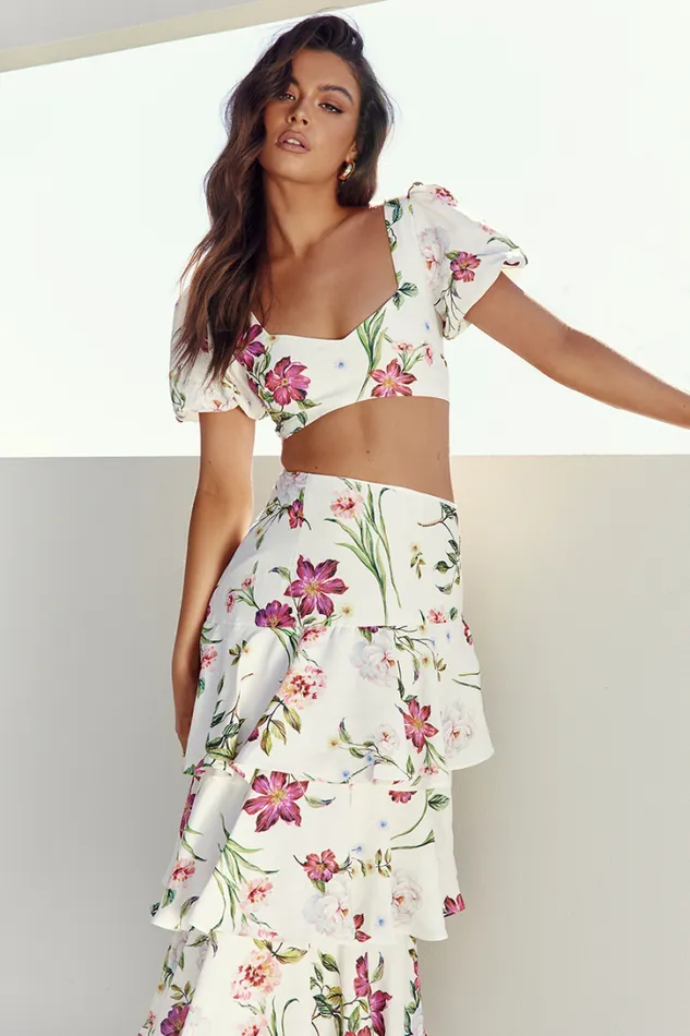 Runaway The Label Crops Yokana Top White Floral 8211 Women