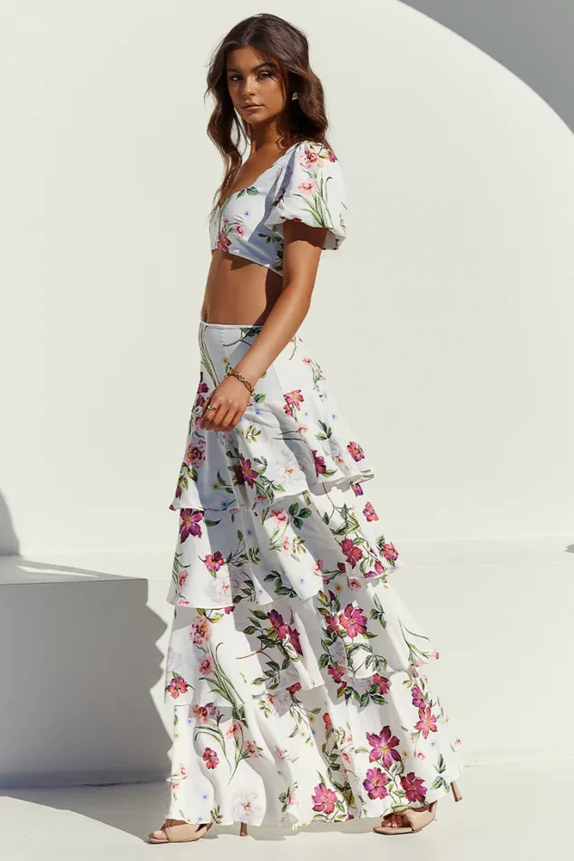 Runaway The Label Crops Yokana Top White Floral 8211 Women Runaway The Label Crops Yokana Top White Floral 8211 Women