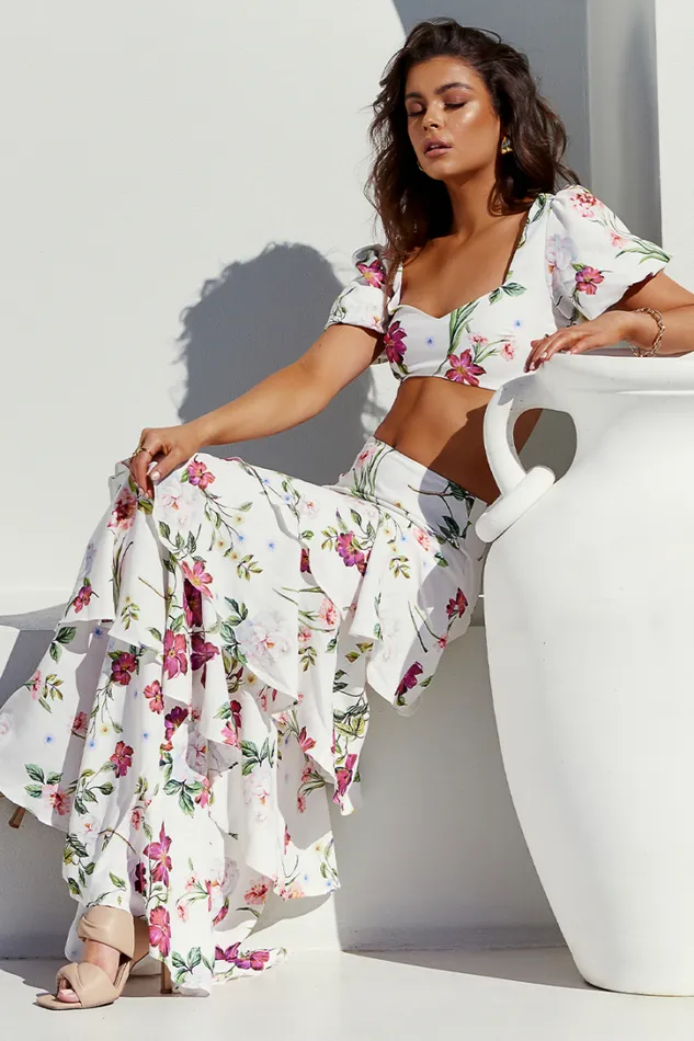 Runaway The Label Crops Yokana Top White Floral 8211 Women Runaway The Label Crops Yokana Top White Floral 8211 Women