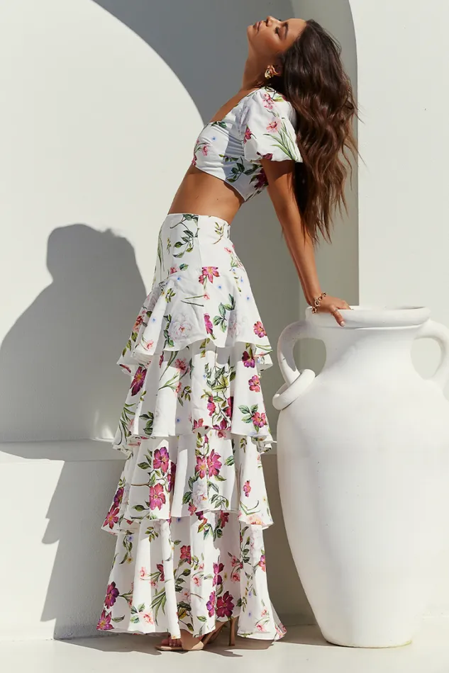 Runaway The Label Crops Yokana Top White Floral 8211 Women Runaway The Label Crops Yokana Top White Floral 8211 Women