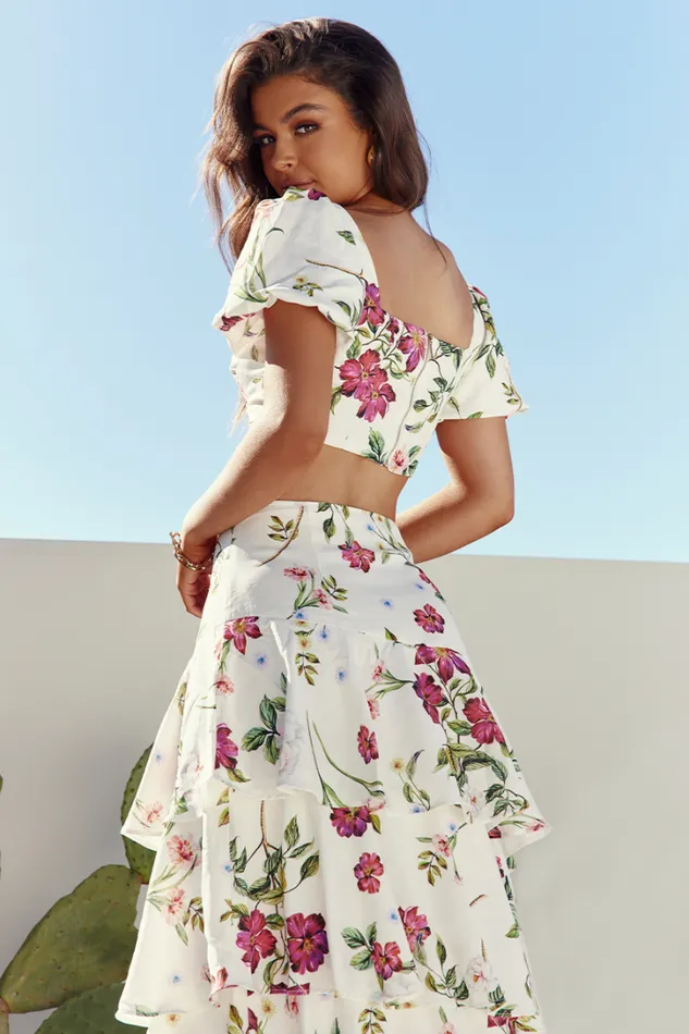 Runaway The Label Crops Yokana Top White Floral 8211 Women Runaway The Label Crops Yokana Top White Floral 8211 Women