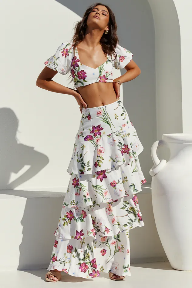 Runaway The Label Crops Yokana Top White Floral 8211 Women Runaway The Label Crops Yokana Top White Floral 8211 Women