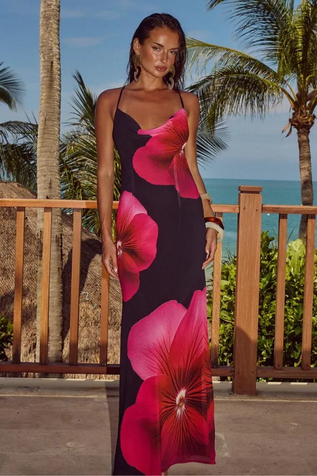 Runaway The Label Maxi Dresses BRIDGETTE MAXI DRESS Pink Flower 8211 Women