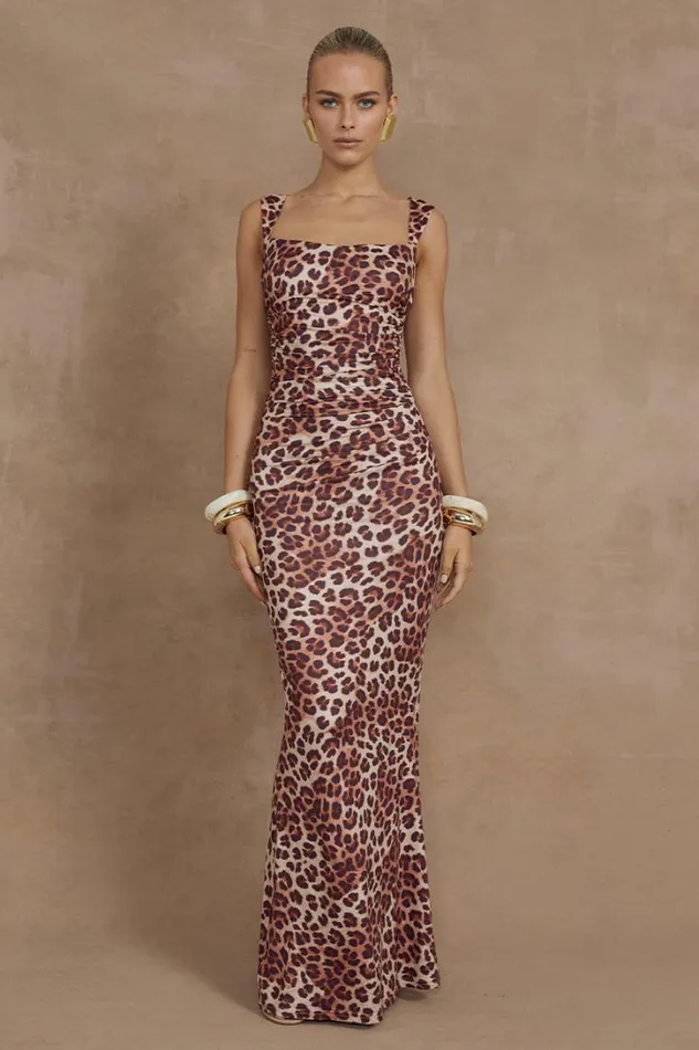 Runaway The Label Maxi Dresses VIVIAN MAXI DRESS Leopard Print 8211 Women