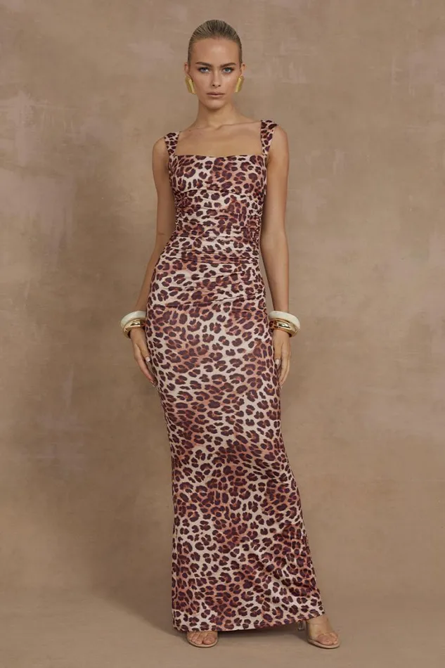Runaway The Label Maxi Dresses VIVIAN MAXI DRESS Leopard Print 8211 Women