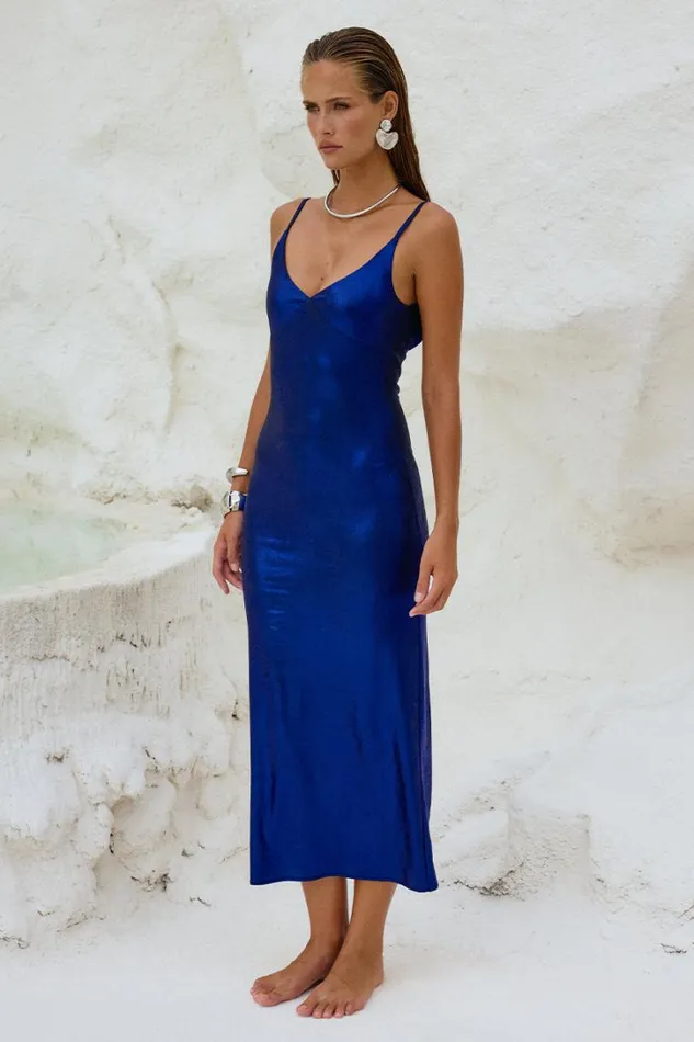 Runaway The Label Midi Dresses HALO LONG MIDI DRESS Azure 8211 Women