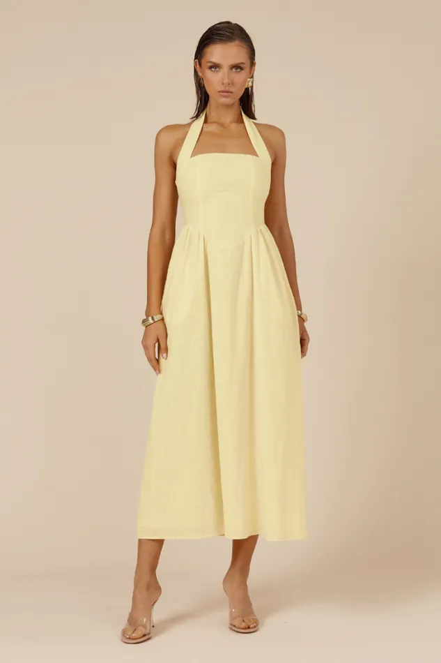 Runaway The Label Midi Dresses LOCKLEA MIDI DRESS Lemon 8211 Women