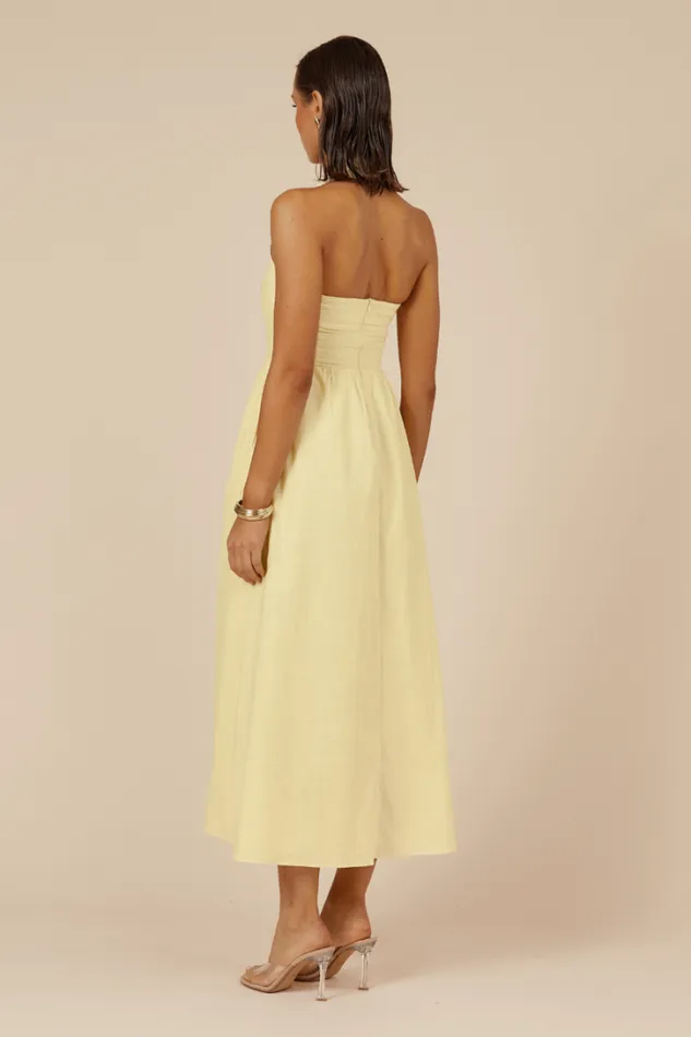 Runaway The Label Midi Dresses LOCKLEA MIDI DRESS Lemon 8211 Women