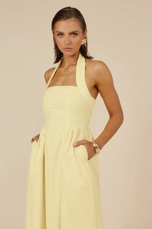Runaway The Label Midi Dresses LOCKLEA MIDI DRESS Lemon 8211 Women