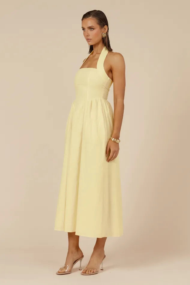 Runaway The Label Midi Dresses LOCKLEA MIDI DRESS Lemon 8211 Women