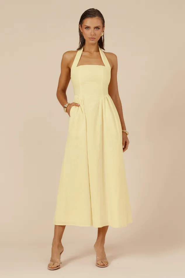 Runaway The Label Midi Dresses LOCKLEA MIDI DRESS Lemon 8211 Women
