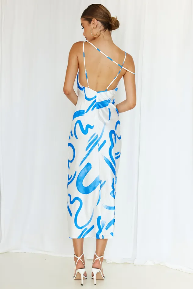 Runaway The Label Midi Dresses York Slip Dress Whiteblue 8211 Women Runaway The Label Midi Dresses York Slip Dress Whiteblue 8211 Women