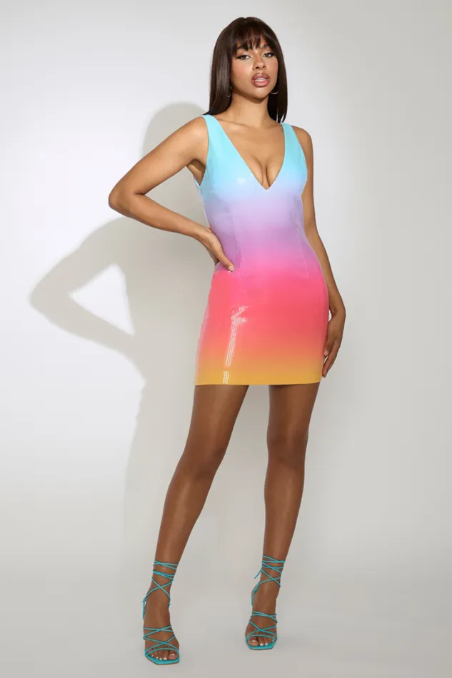 Runaway The Label Mini Dresses MALIBU MINI DRESS Rainbow 8211 Women Runaway The Label Mini Dresses MALIBU MINI DRESS Rainbow 8211 Women