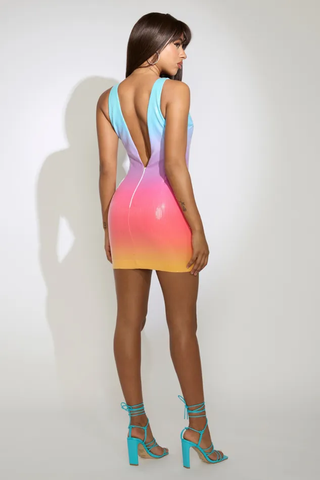 Runaway The Label Mini Dresses MALIBU MINI DRESS Rainbow 8211 Women Runaway The Label Mini Dresses MALIBU MINI DRESS Rainbow 8211 Women