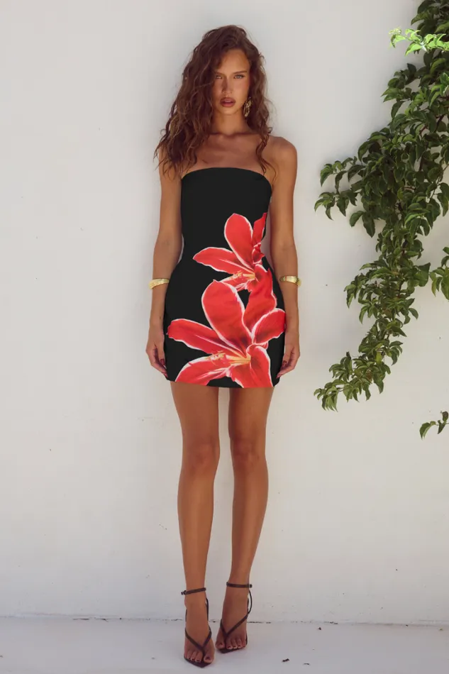Runaway The Label Mini Dresses PRIMROSE MINI DRESS Black Lily 8211 Women
