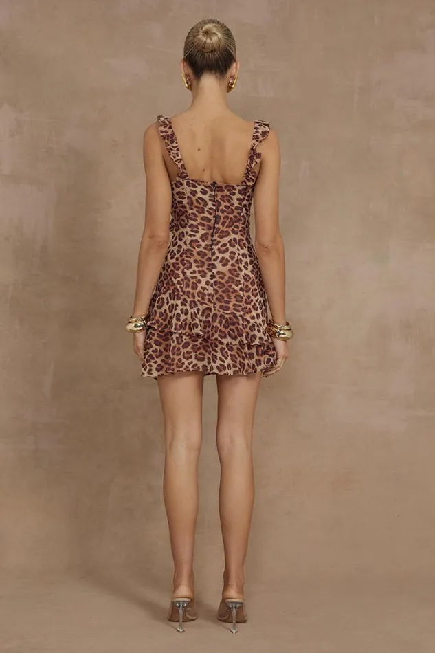 Runaway The Label Mini Dresses ROMELLY MINI DRESS Leopard Print 8211 Women