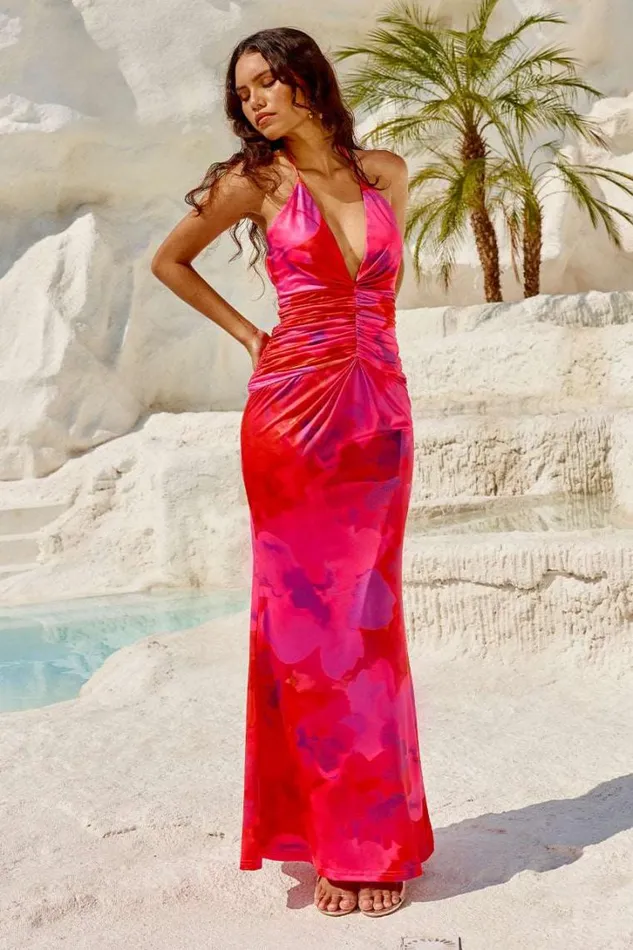 Runaway The Label Race Day Dresses ARQUETTE MAXI DRESS Sangria 8211 Women