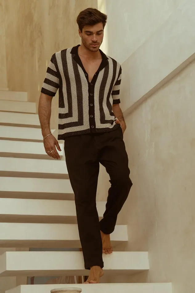 Runaway The Label Shirts THEO KNIT SHIRT Sandblack 8211 Men