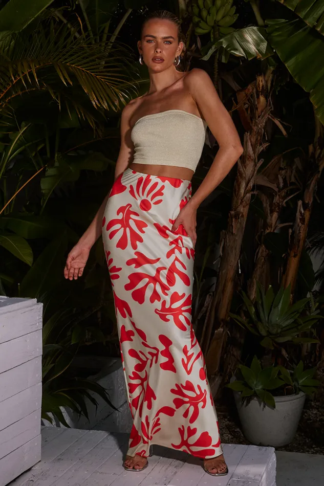 Runaway The Label Skirts AVIE MAXI SKIRT Orange Botanica 8211 Women