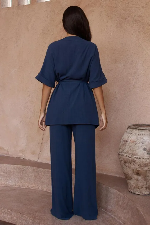 Runaway The Label Summer Sets ZOE KIMONO TOP Navy 8211 Women