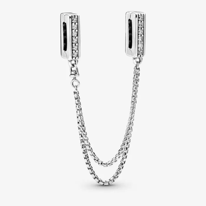 Safety Chains Women Pandora Sparkling Safety Chain Clip Charm
