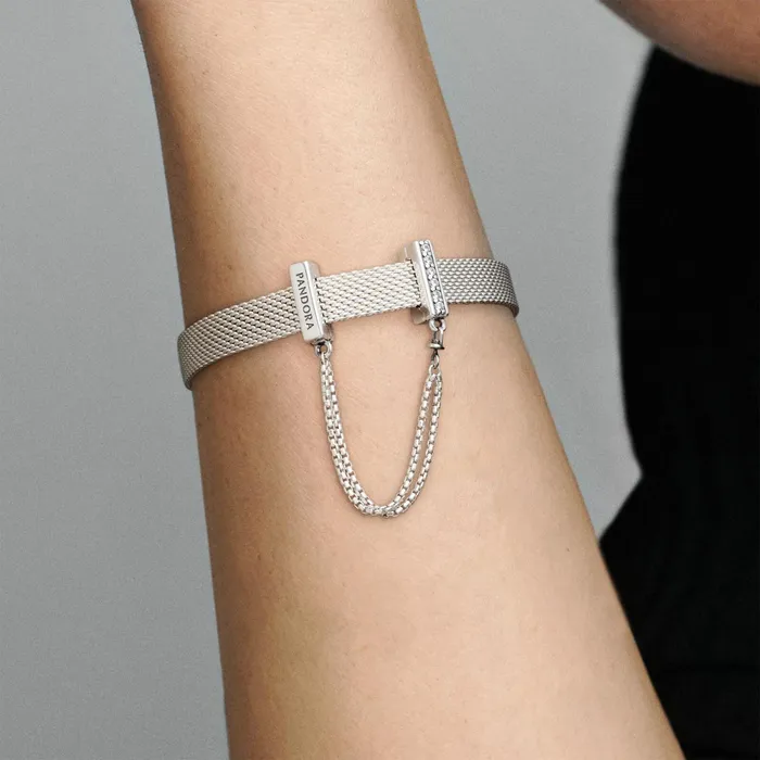 Safety Chains Women Pandora Sparkling Safety Chain Clip Charm