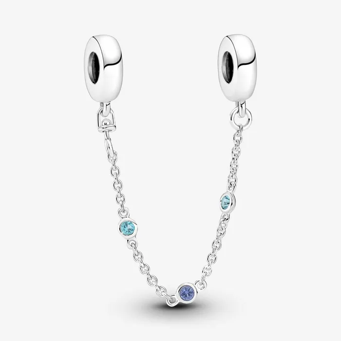 Safety Chains Women Pandora Triple Blue Stone Safety Chain