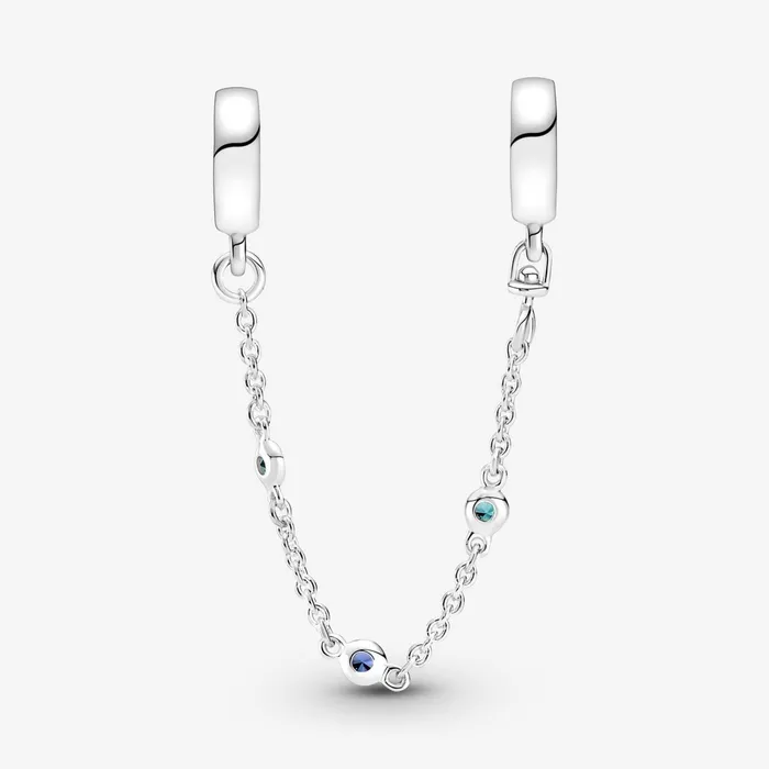 Safety Chains Women Pandora Triple Blue Stone Safety Chain