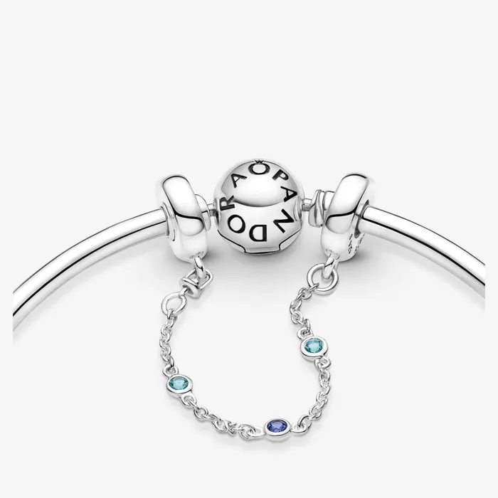 Safety Chains Women Pandora Triple Blue Stone Safety Chain