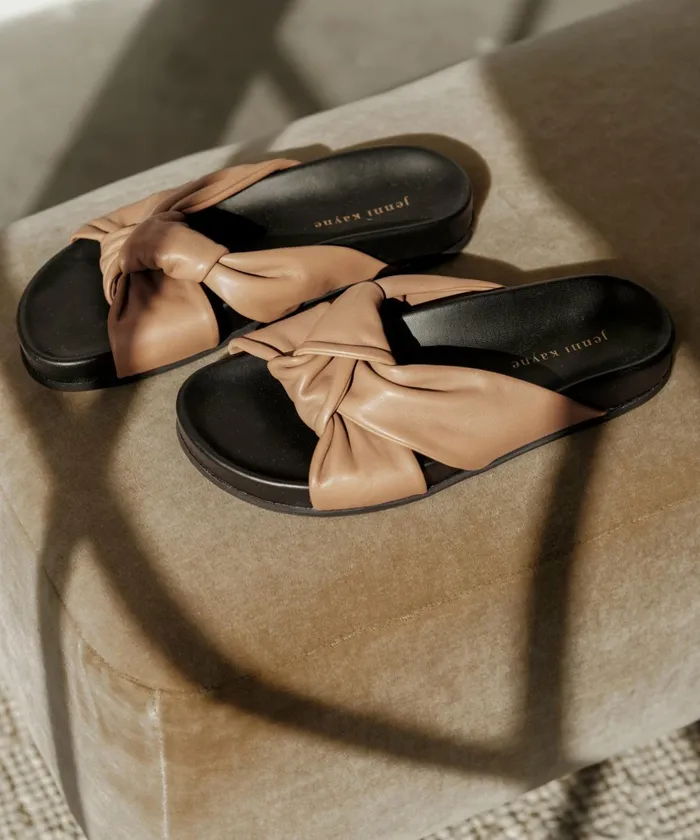 Sandals and Slides Women Jenni Kayne Leather Knot Sandal Taupe
