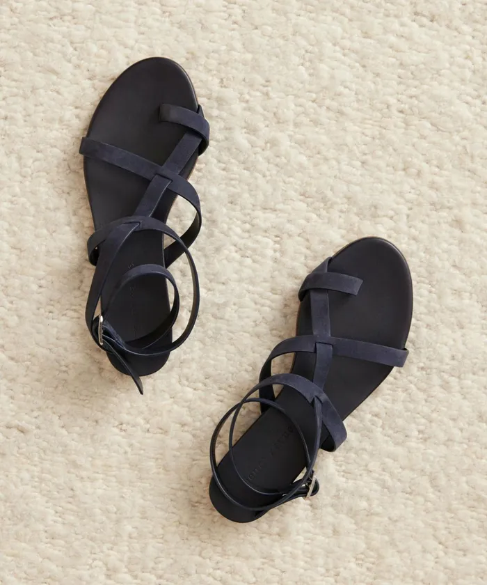 Sandals and Slides Women Jenni Kayne Oiled Leather Strappy Sandal Navy