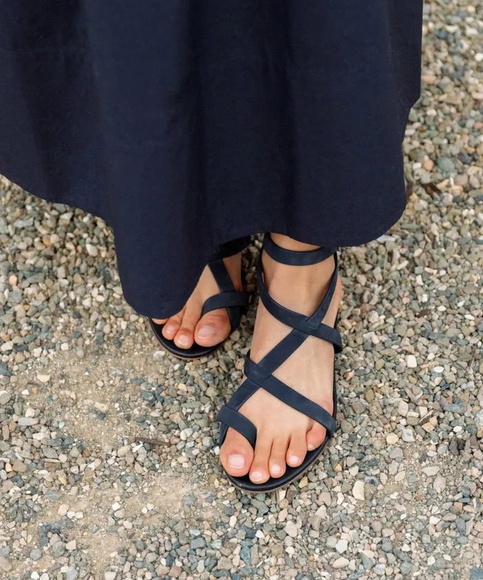 Sandals and Slides Women Jenni Kayne Oiled Leather Strappy Sandal Navy