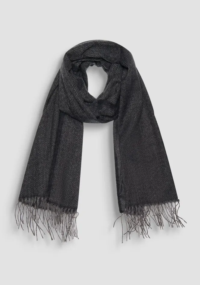 Scarves Men Antony Morato Grey Scarf With Jacquard Print Anthracite