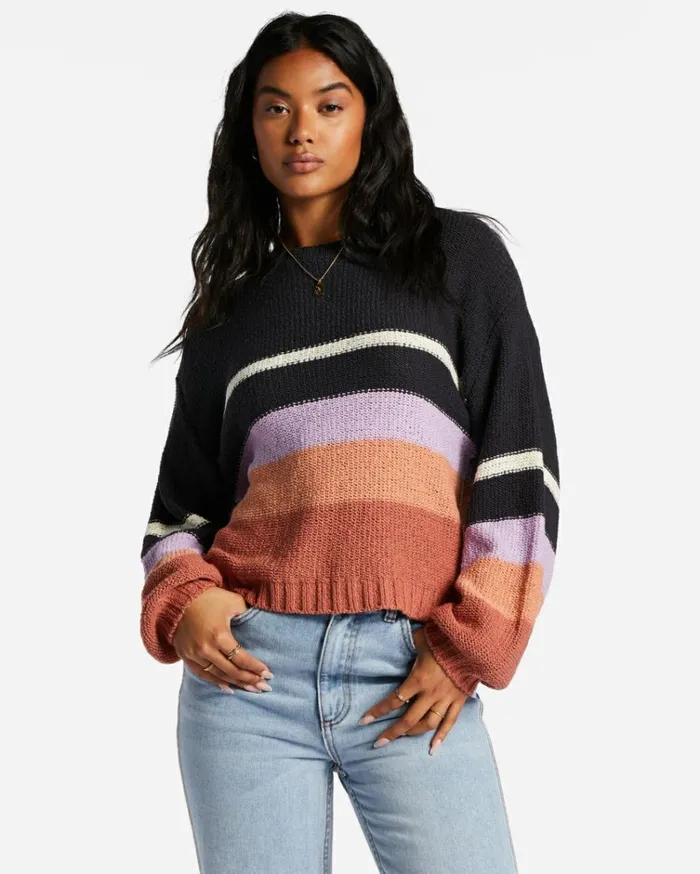 Seeing Double Crop Crewneck Sweater Lilac Breeze Women Billabong Sweaters