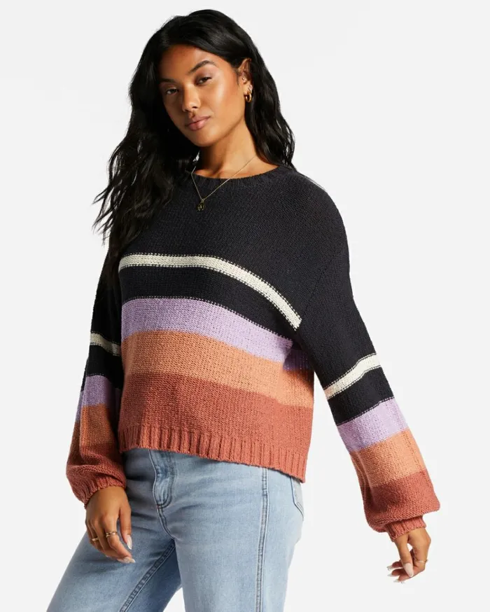 Seeing Double Crop Crewneck Sweater Lilac Breeze Women Billabong Sweaters