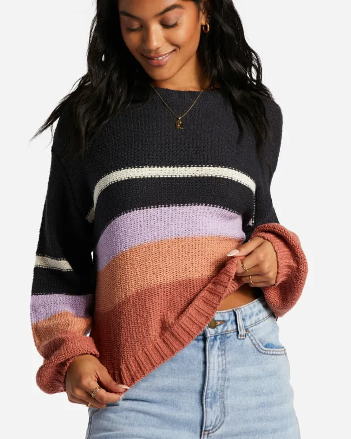 Seeing Double Crop Crewneck Sweater Lilac Breeze Women Billabong Sweaters