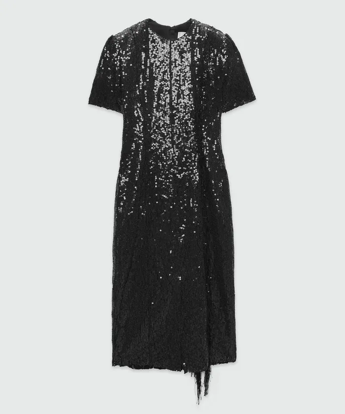 Sequined Midi Dress With Fringe Women MSGM Dresses