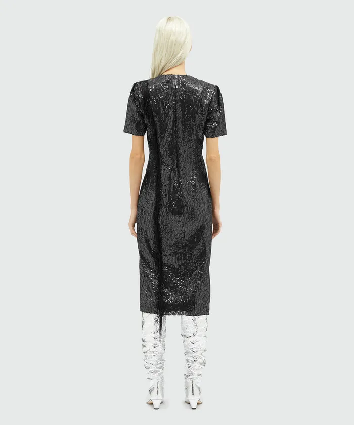 Sequined Midi Dress With Fringe Women MSGM Dresses
