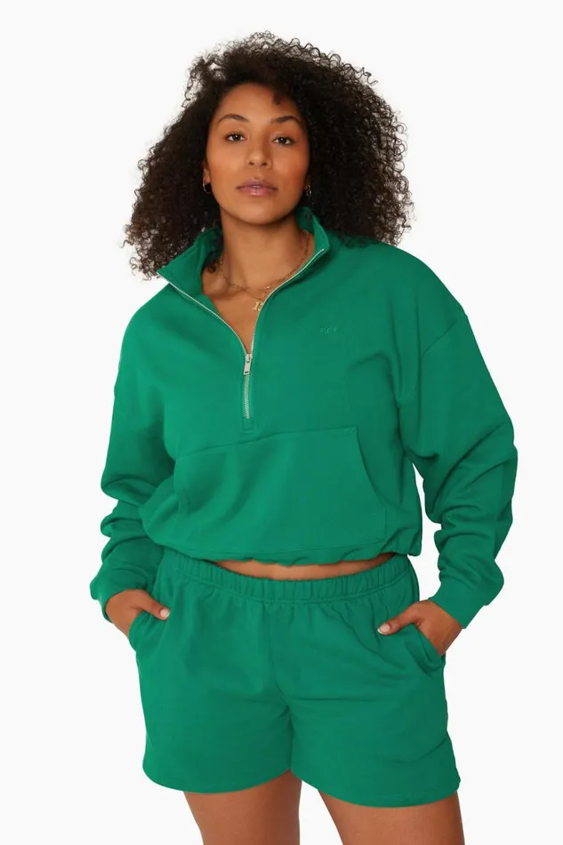 SET ACTIVE Sweats HEAVYWEIGHT SWEATS HALF ZIP 8211 PALM 8211 Women