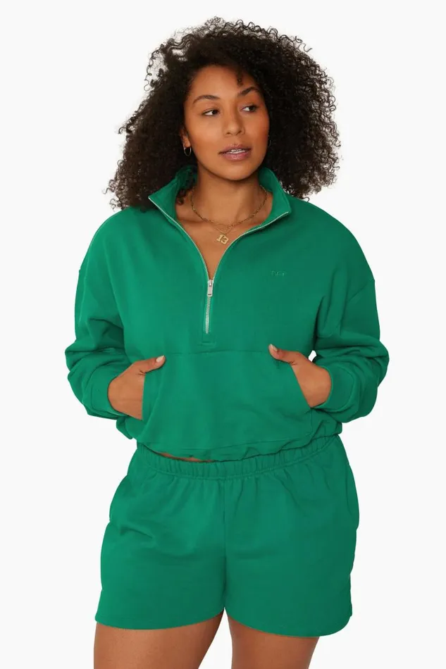 SET ACTIVE Sweats HEAVYWEIGHT SWEATS HALF ZIP 8211 PALM 8211 Women