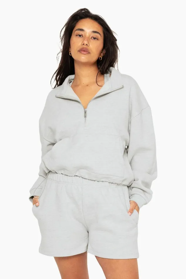 SET ACTIVE Tops HEAVYWEIGHT SWEATS HALF ZIP 8211 HEATHER GREY 8211 Women