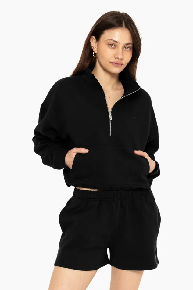 SET ACTIVE Tops HEAVYWEIGHT SWEATS HALF ZIP 8211 ONYX 8211 Women