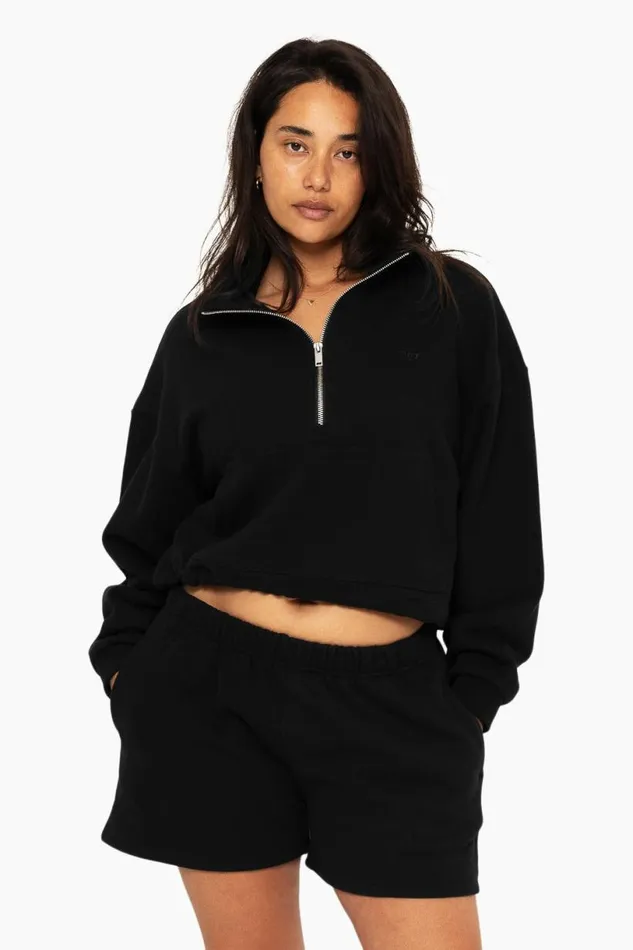 SET ACTIVE Tops HEAVYWEIGHT SWEATS HALF ZIP 8211 ONYX 8211 Women