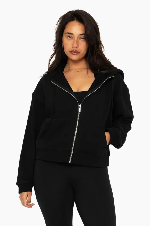 SET ACTIVE Tops HEAVYWEIGHT SWEATS ZIP HOODIE 8211 ONYX 8211 Women