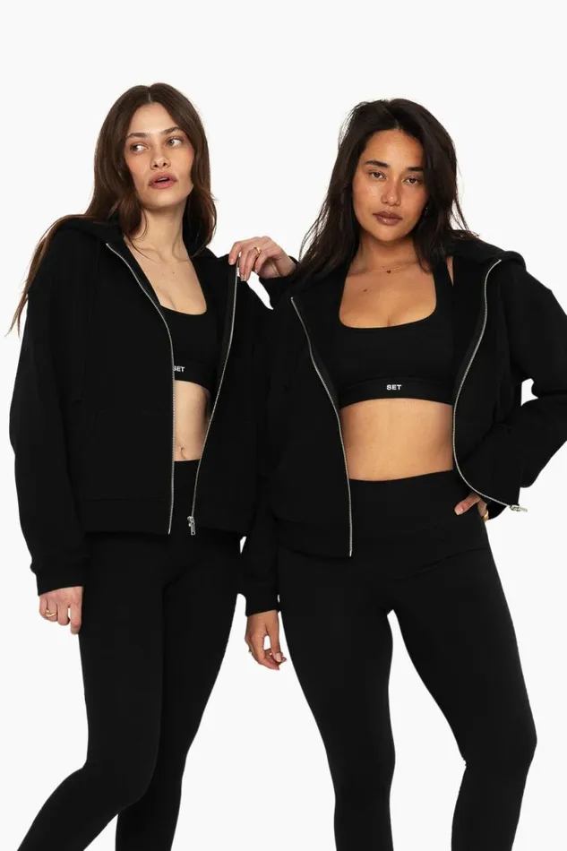 SET ACTIVE Tops HEAVYWEIGHT SWEATS ZIP HOODIE 8211 ONYX 8211 Women