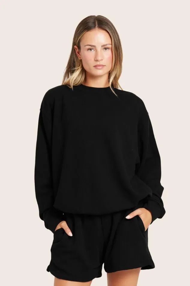 SET ACTIVE Tops LIGHTWEIGHT SWEATS CLASSIC CREWNECK 8211 ONYX 8211 Women