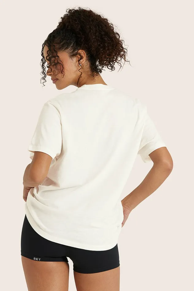 SET ACTIVE Tops Tanks Tees CLASSIC COTTON DAILY BOYFRIEND TEE 8211 BLANC 8211 Women